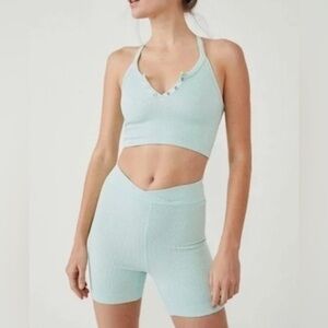 Free People Movement Free Throw Henley Top In Turquoise Mint Large NWT